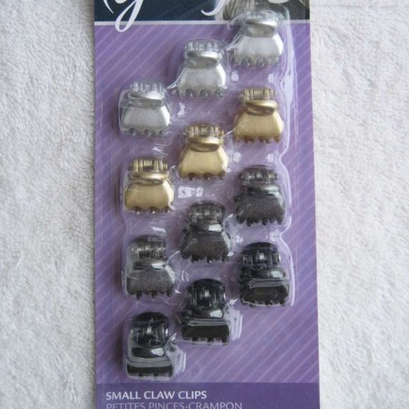 12 Goody Metallic Painted Plastic Small Hair Claw Clip Silver Gold Black Glitter - Picture 1 of 4